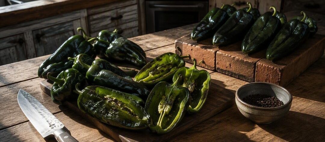 Cómo asar, pelar y desvenar chiles poblanos sin romperlos