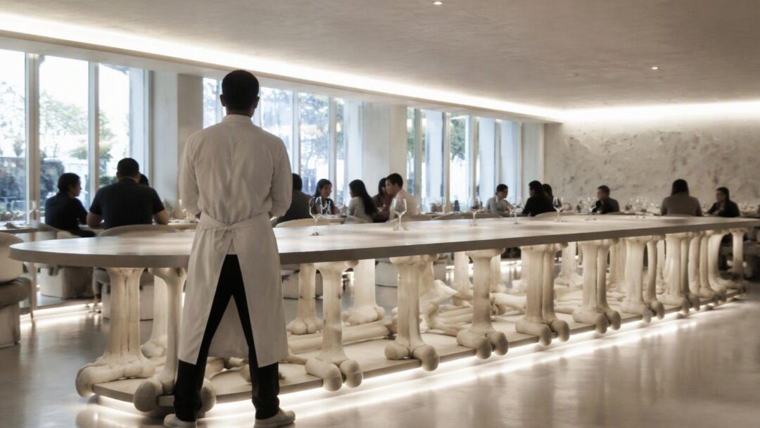 El singular restaurante Hueso llega a Plaza Antigua con mesas de hueso