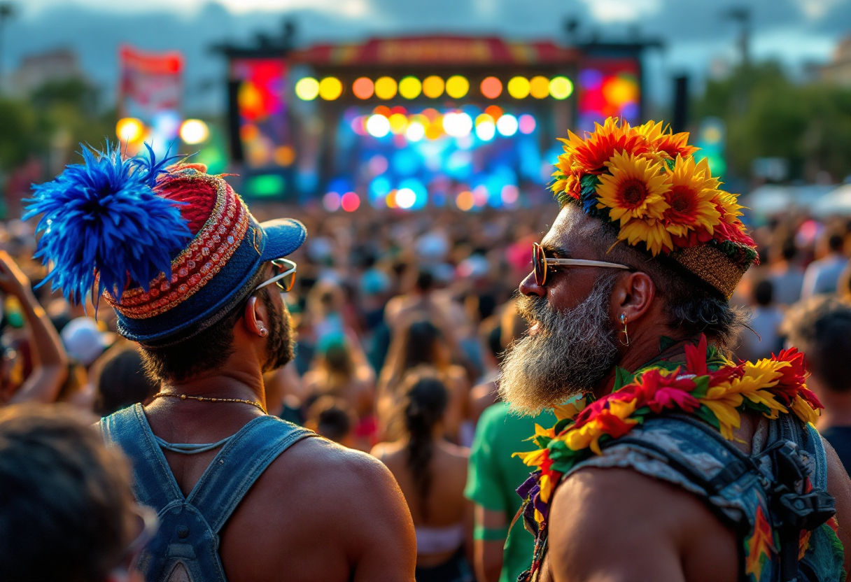 Fanatici di Pitbull in festa durante un concerto