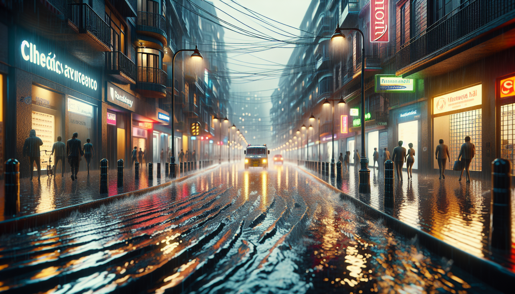 Persone a Bogotá sotto la pioggia, vita quotidiana