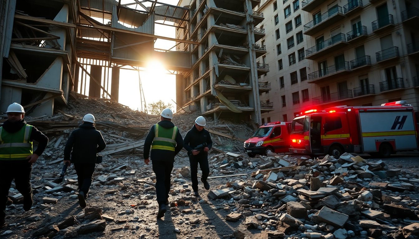 Colapso de edificio en Madrid deja varios trabajadores desaparecidos y heridos