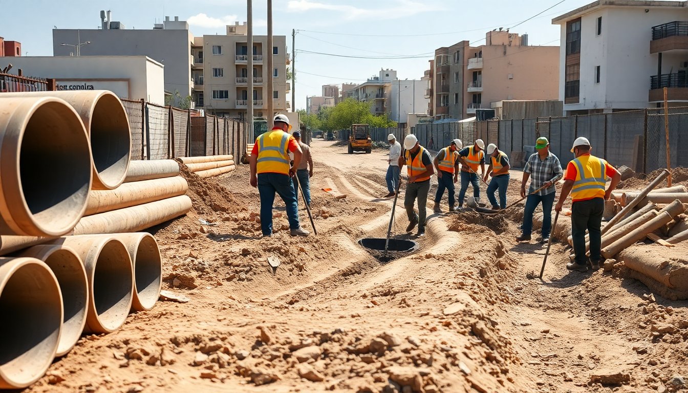 Avance del 40% en la construcción del colector sanitario de Miguel Alemán
