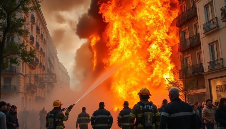 Incendio a Madrid: edificio in fiamme e evacuazioni in corso