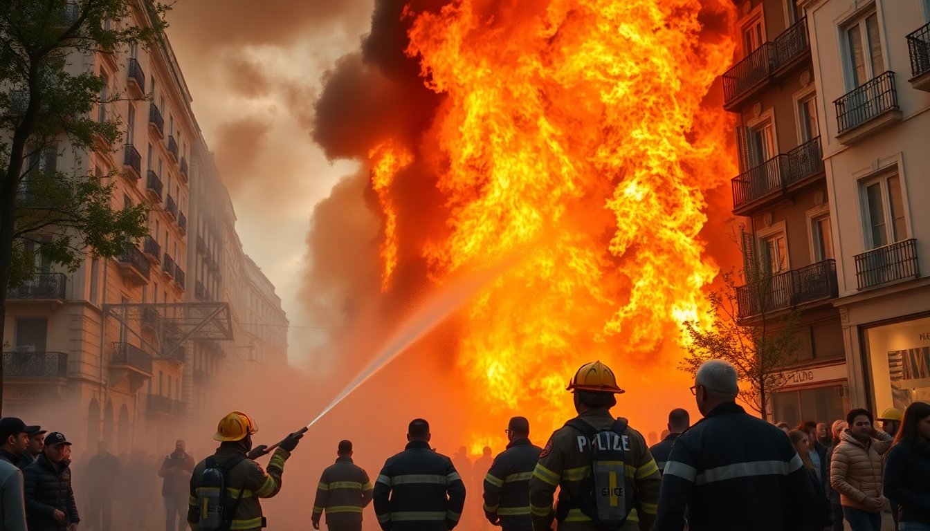 Incendio a Madrid: edificio in fiamme e evacuazioni in corso