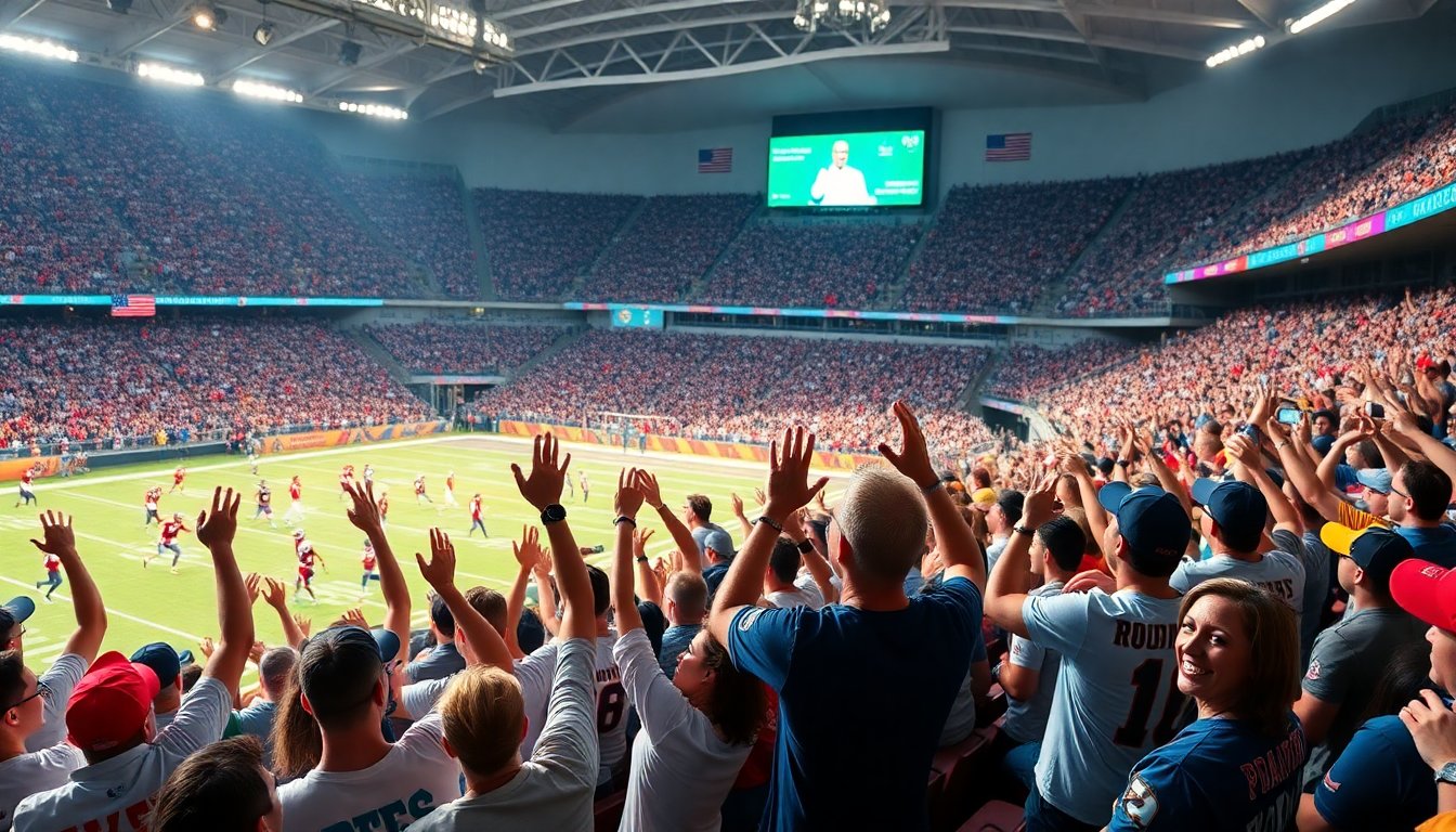 La multitud vitorea a Donald Trump en el campeonato universitario de fútbol