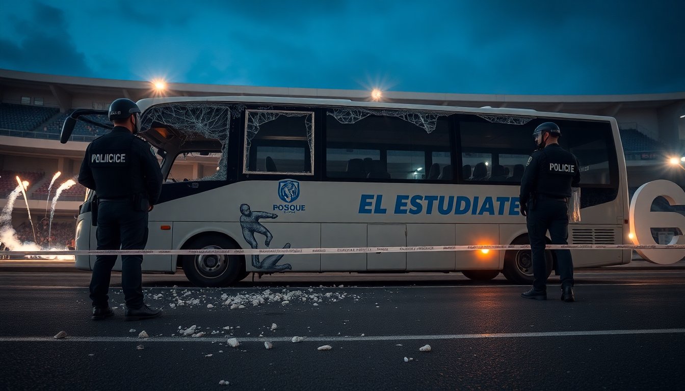 empate 0-0 en el Bosque con apedreamiento al micro de Estudiantes antes del clásico