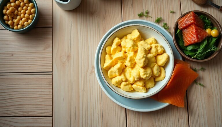 Desayunos proteicos con huevos revueltos fáciles de preparar