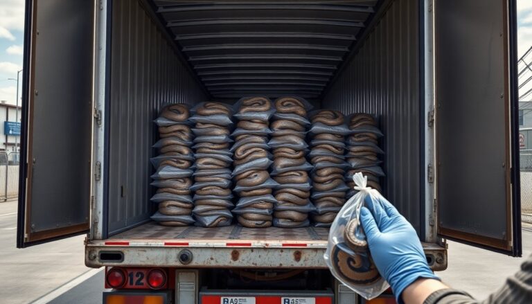 Interceptan 39 pitones ocultos en un tráiler rumbo a México en World Trade Bridge