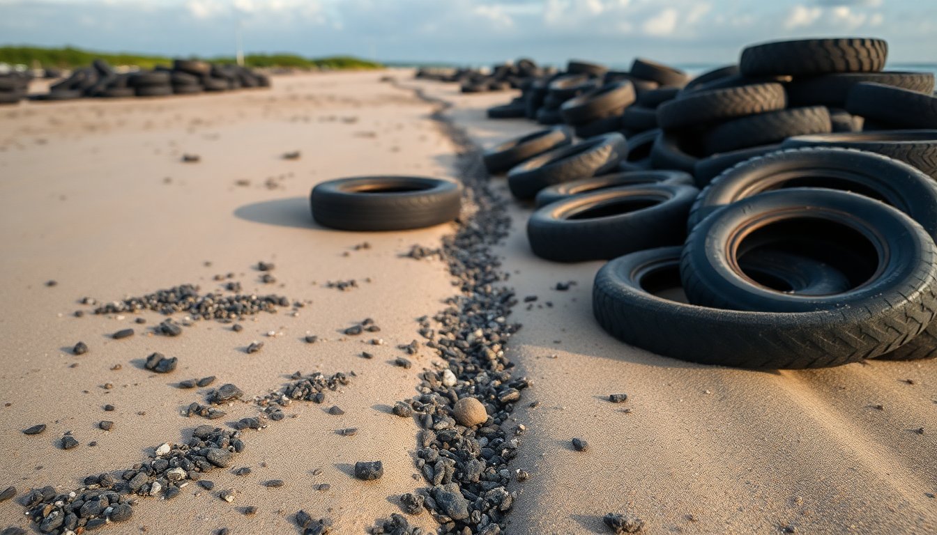 Neumáticos usados en la costa liberan microplásticos y contaminantes en el Caribe