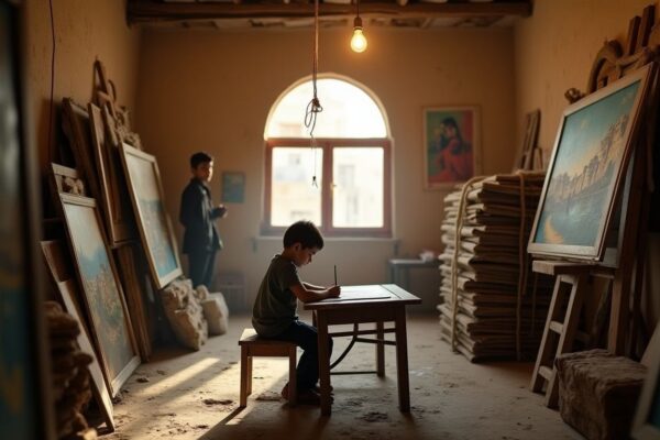 Niños palestinos usan el dibujo para superar la violencia en Hebrón