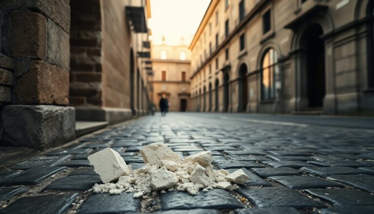 Cede una porzione di intonaco dalla facciata laterale della chiesa di San Domenico
