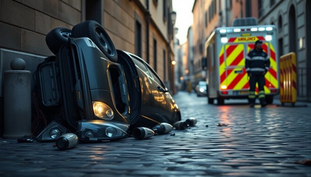 Incidente stradale a Firenze: auto ribaltata e anziano grave