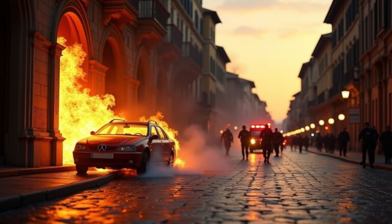 Firenze in fiamme: vigili del fuoco al lavoro per domare incendio in via del Ferrone
