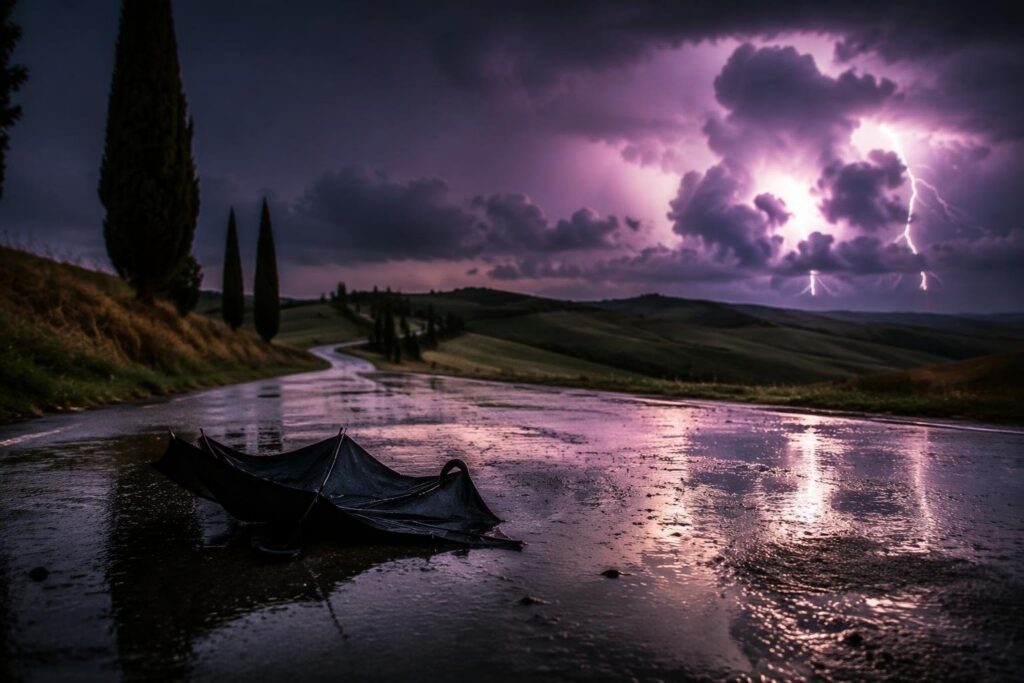 Maltempo in Toscana: la furia della pioggia e dei fulmini