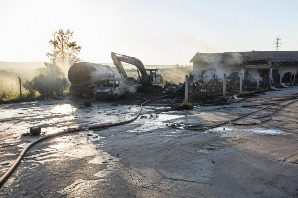 Incendio a Vinci: fiamme distruggono rimessaggio mezzi, due persone in ospedale