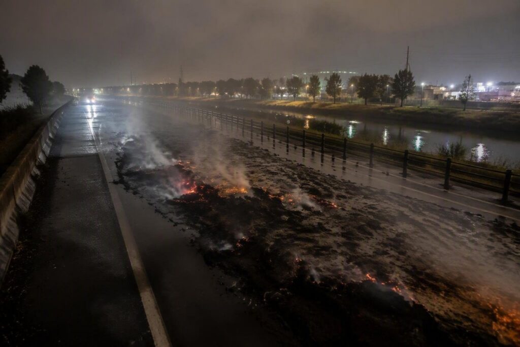Incendio d’olio chiude la variante di Pontetetto, traffico sospeso