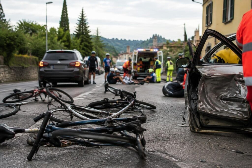 Sette ciclisti feriti a Signa, due gravemente, auto guidata da donna 65
