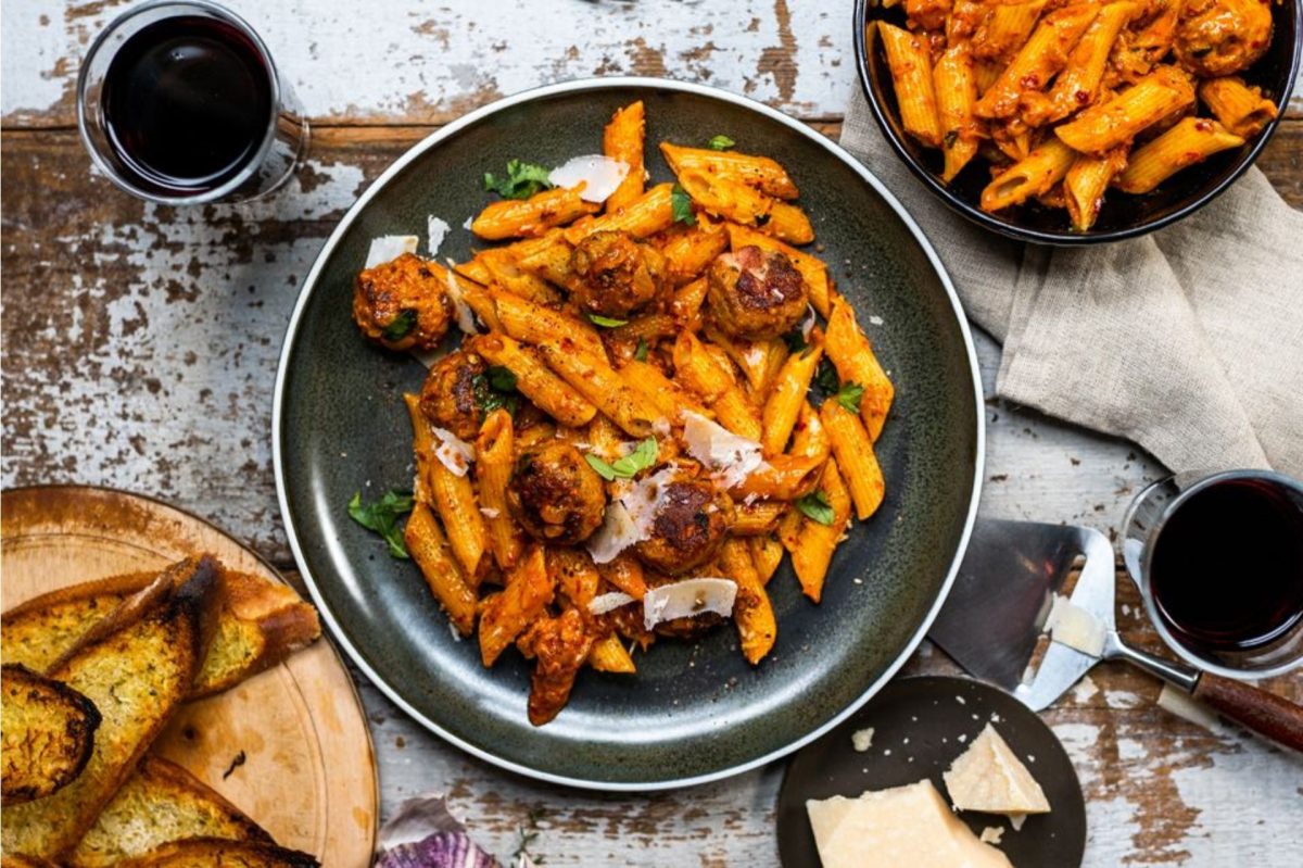 penne con polpette alla ligure