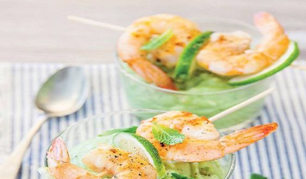 gazpacho di avocado e gamberi