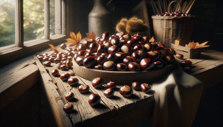 Castagne dure pronte per essere ammorbidite in cucina