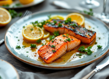 Antipasto elegante di salmone e ricciola marinati
