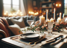 Cena romantica di San Valentino con piatti deliziosi