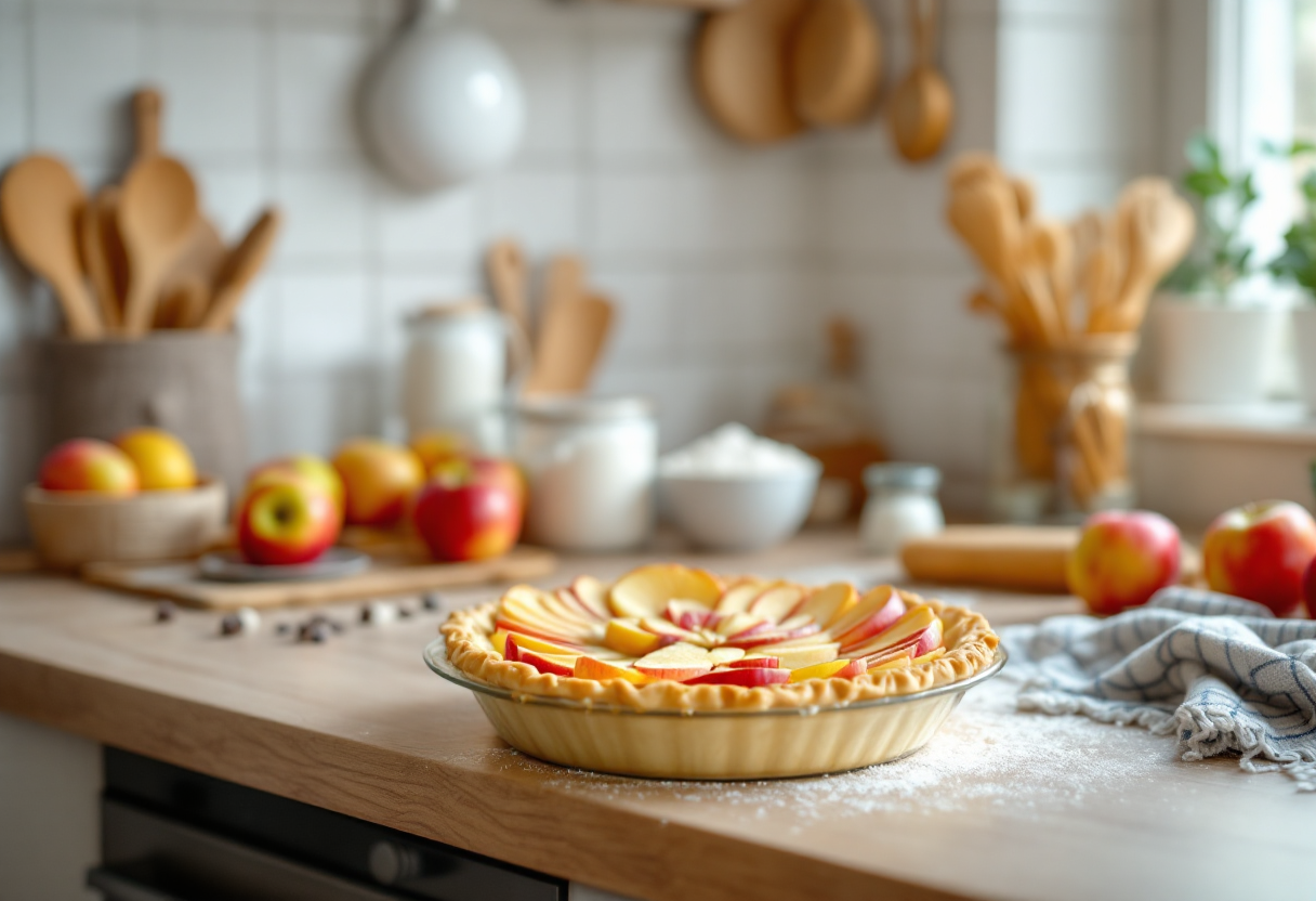Torta di mele senza latte su un piatto decorativo