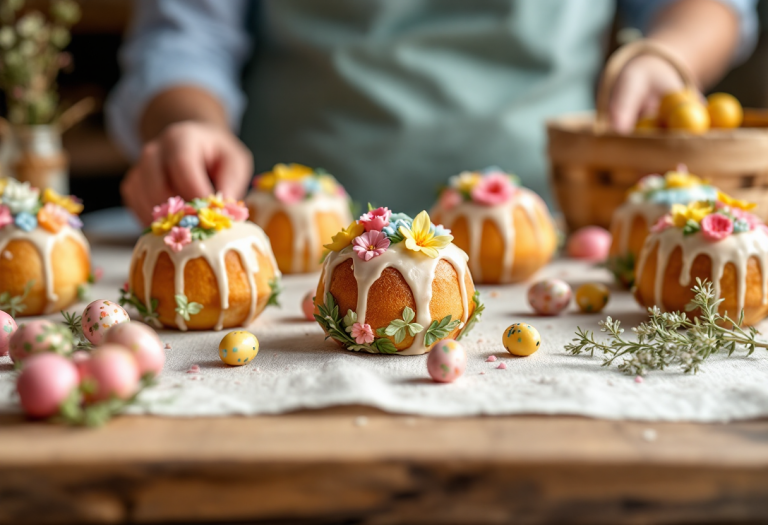 Colombe pasquali artigianali decorate con ingredienti freschi