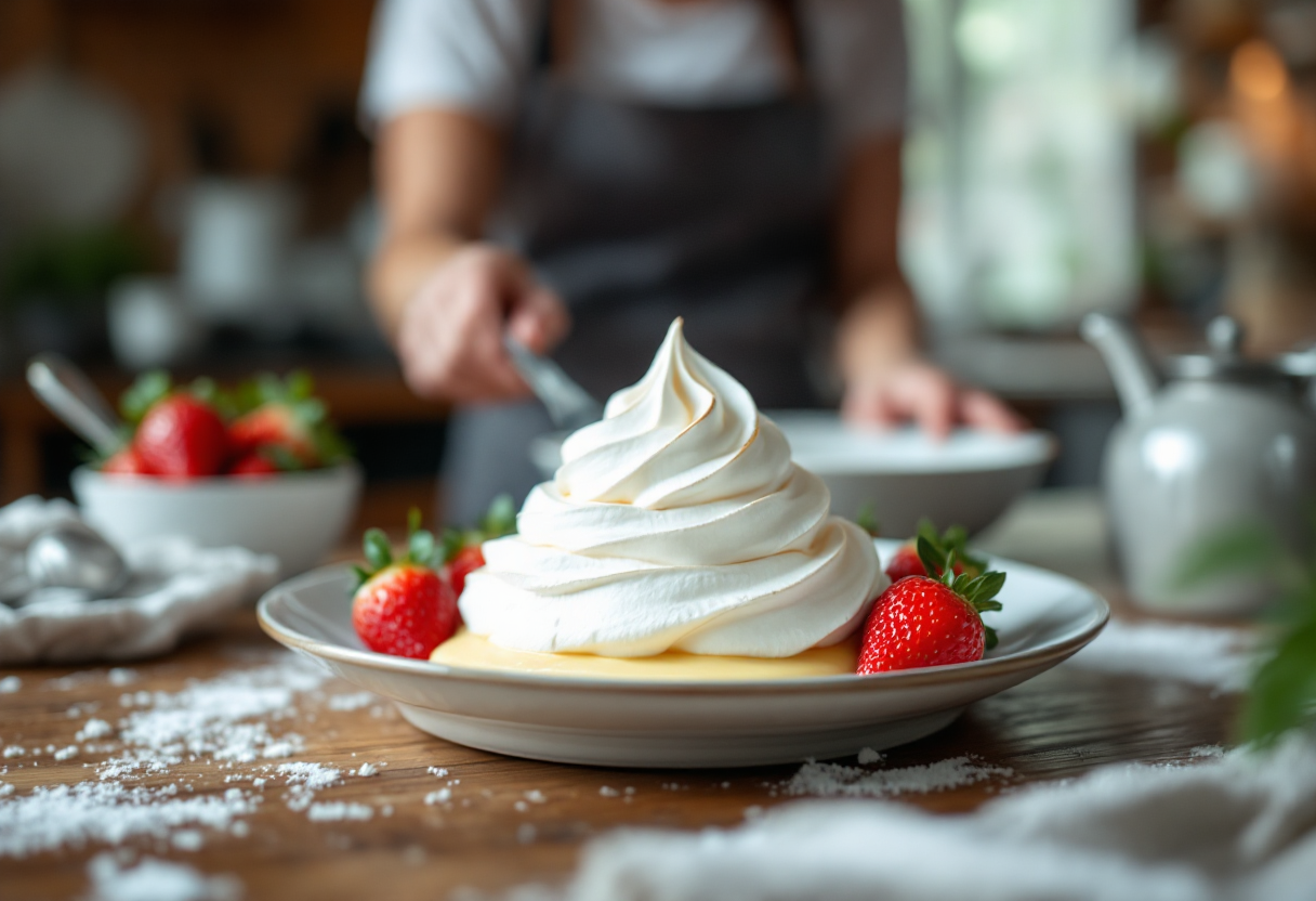 Île flottante, dolce francese con crema e meringa