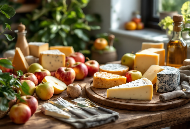 Combinazioni gourmet di mele e formaggi su un piatto