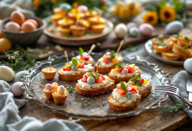 Deliziosi antipasti pasquali pronti per la festa