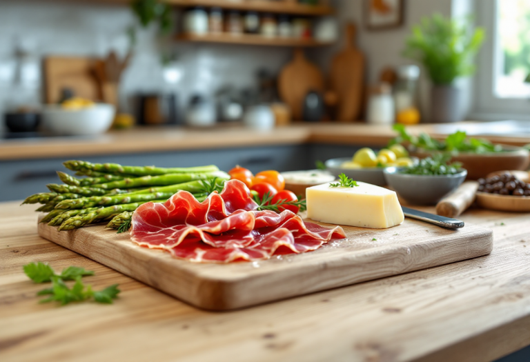 Asparagi al forno con prosciutto e formaggio fontina