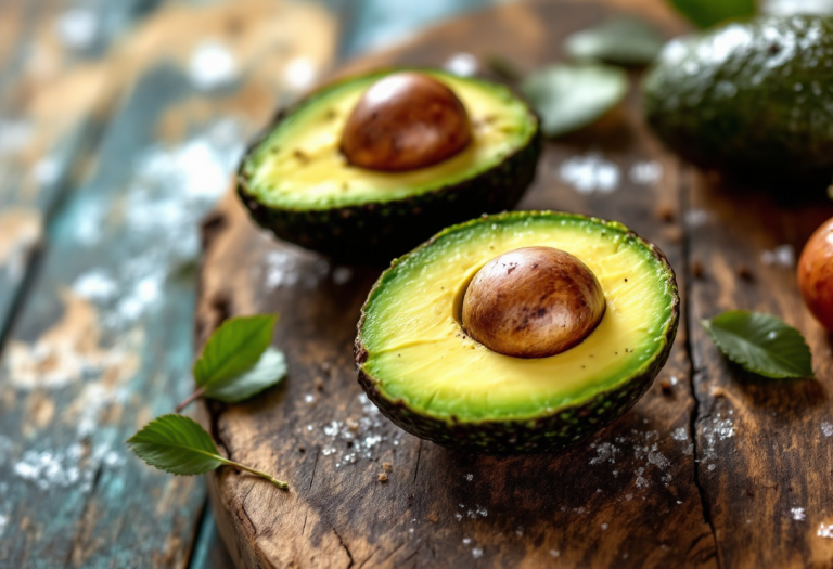 Avocado fresco su un tavolo, simbolo di salute