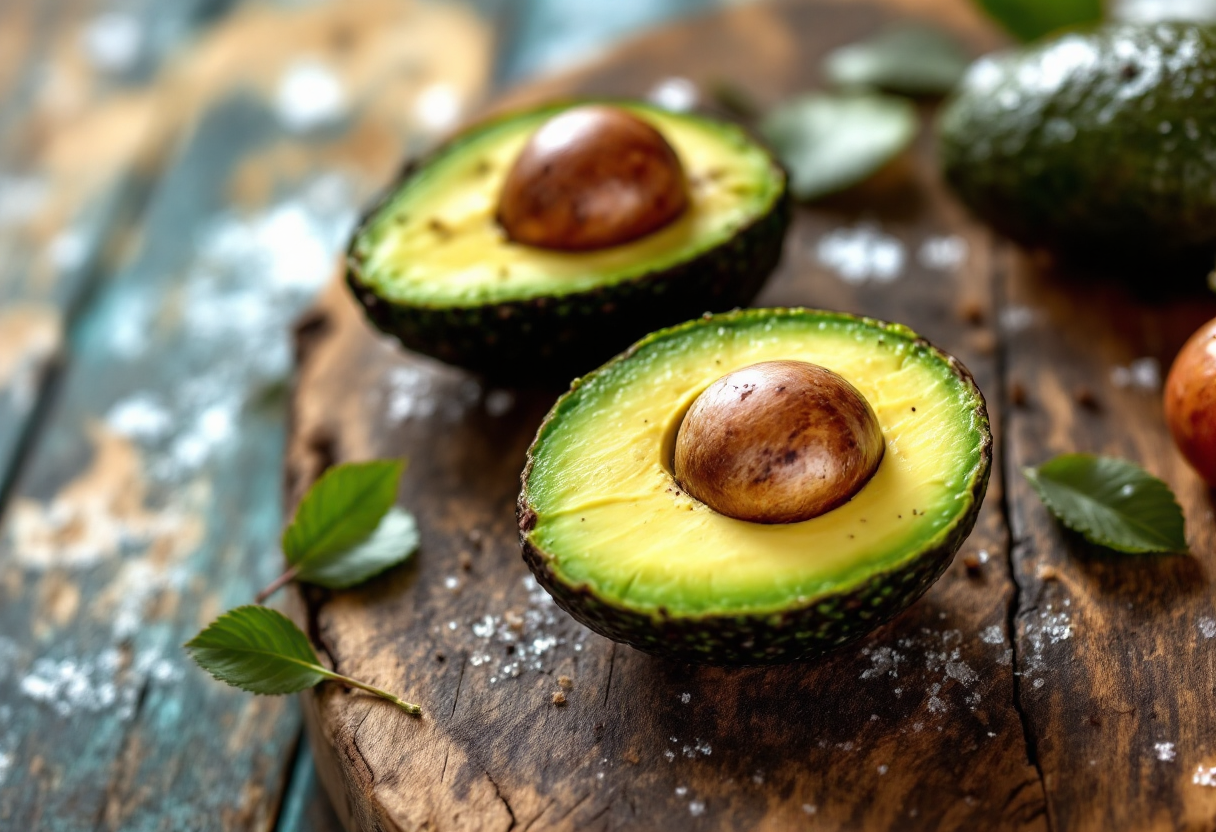Avocado fresco su un tavolo, simbolo di salute