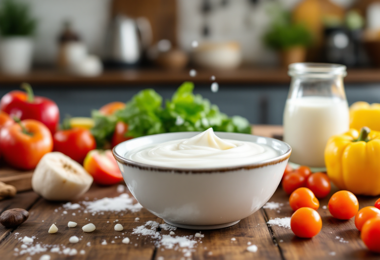 Immagine di kefir con ingredienti freschi per ricette
