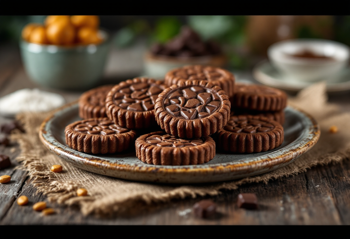 Biscotti al cioccolato Digestive su un piatto