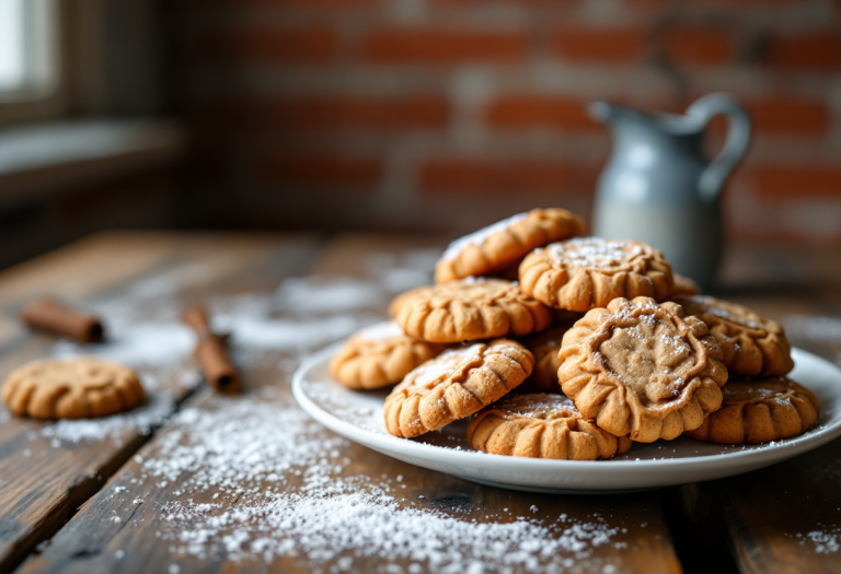 Biscotti alla cannella appena sfornati su un piatto
