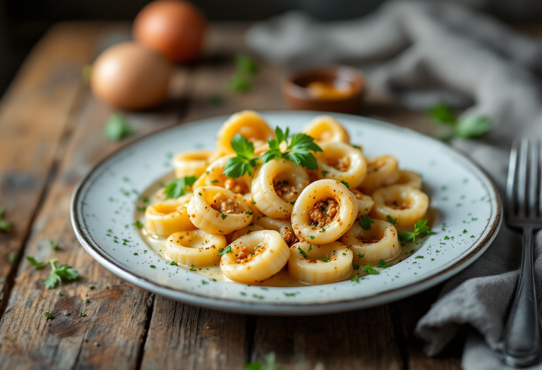 Calamari ripieni di primavera con briciole piccanti