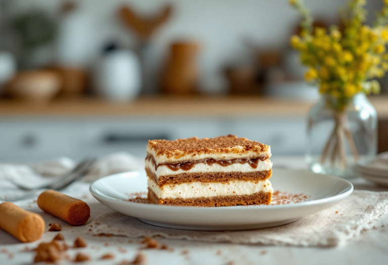 Charlotte al tiramisù con strati di crema e cacao