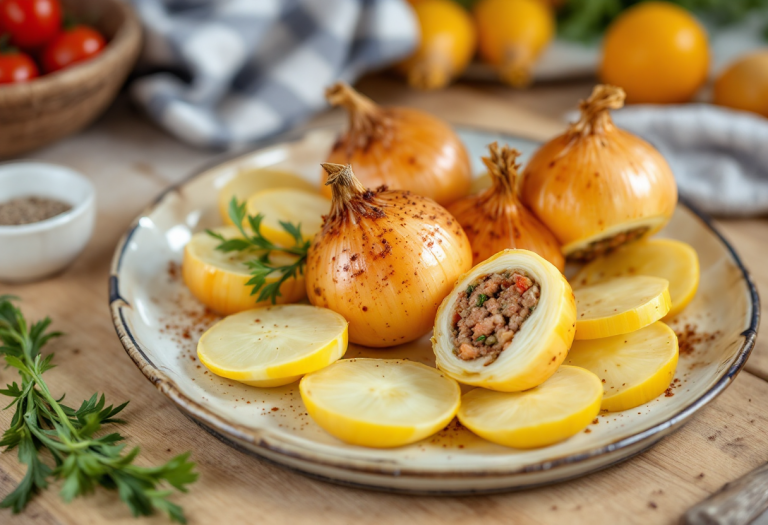 Cipolle ripiene con ingredienti freschi della Riviera ligure
