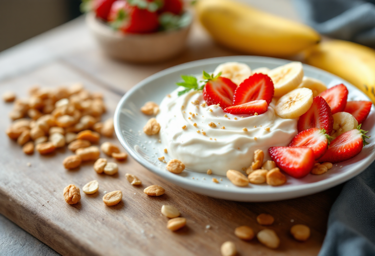 Colazione nutriente con frutta e cereali