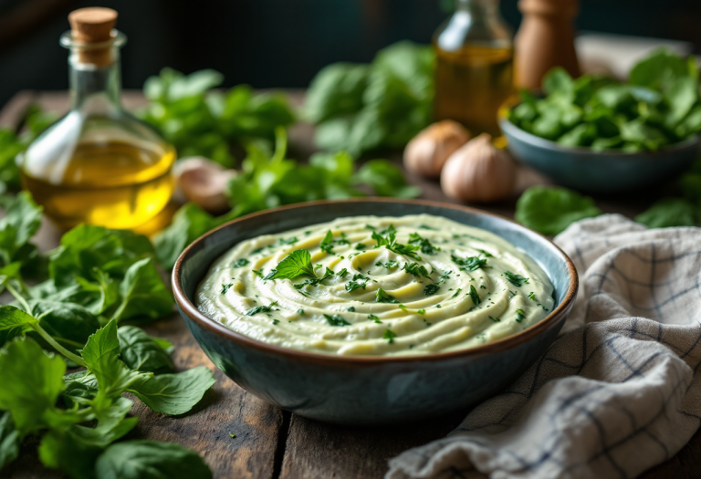Deliziosa crema di spinaci servita in una ciotola