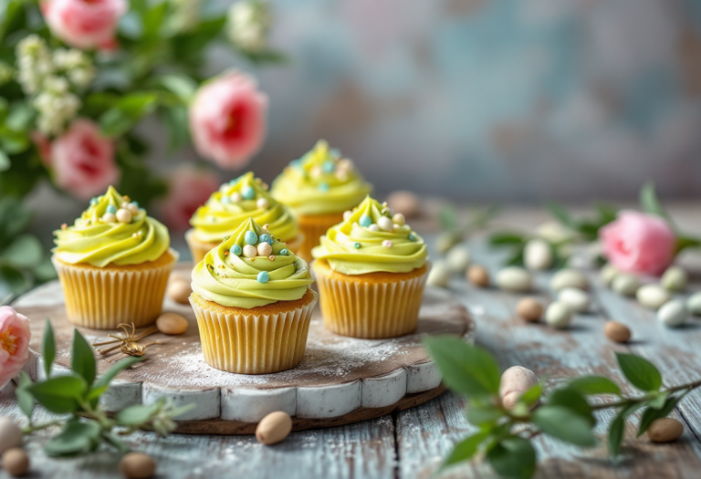 Deliziosi cupcake al pistacchio decorati per Pasqua