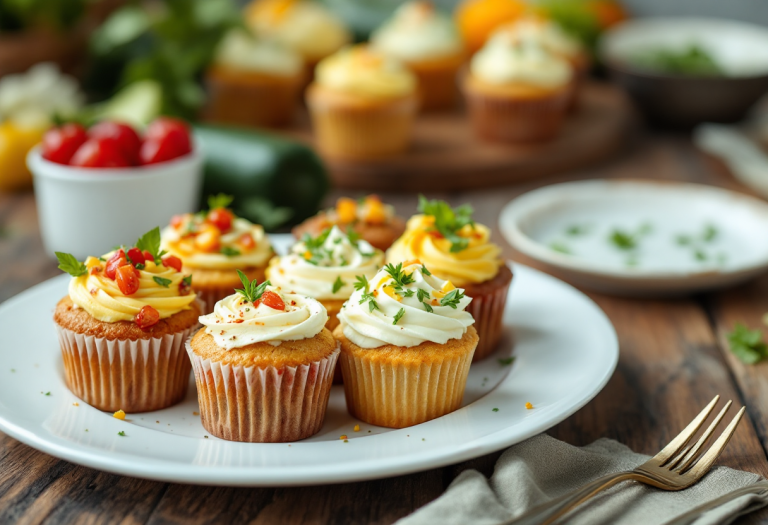 Deliziosi cupcake salati alle zucchine per brunch
