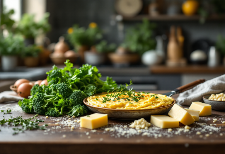 Frittata gustosa con cime di rapa e scamorza affumicata