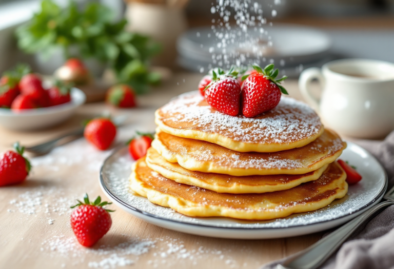 Frittelle di ricotta servite con fragole fresche
