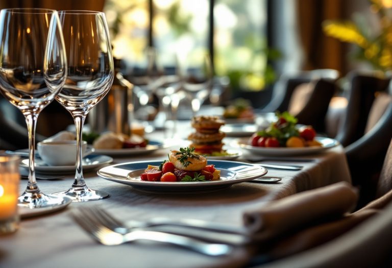 Immagine di un elegante ristorante fine dining con piatti gourmet