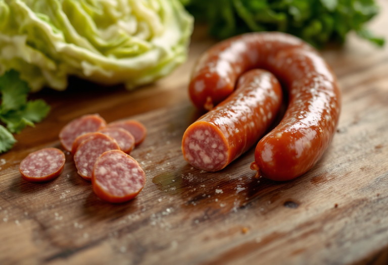 Piatto di maltagliati con verza e salsiccia