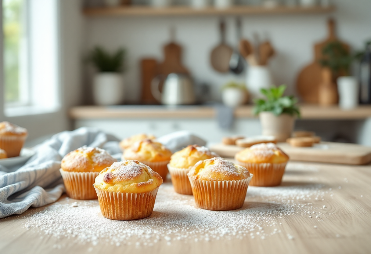 Muffin alla ricotta freschi e soffici su un piatto