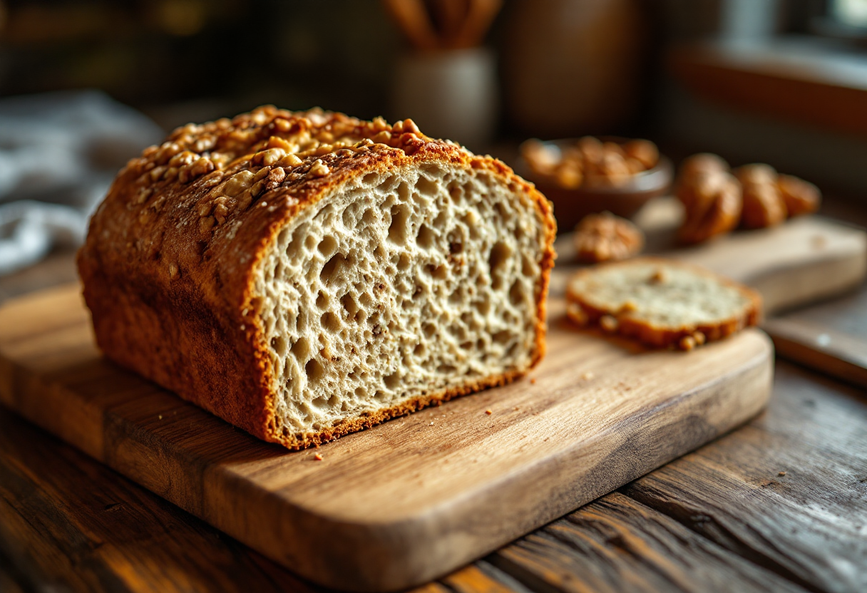 Antipasto di pane alle noci con formaggio caprino